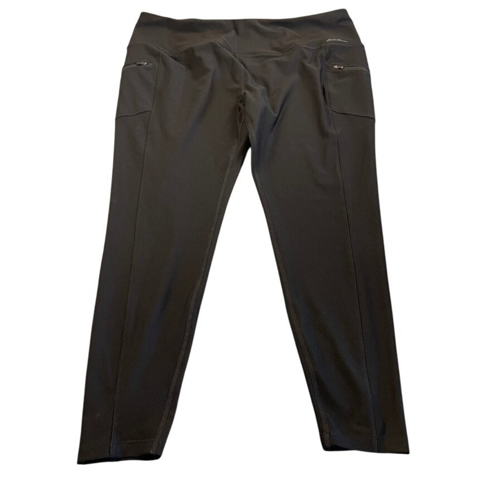 Eddie Bauer Motion Womens XXL Black High Rise Performance Leggings Zip Pockets